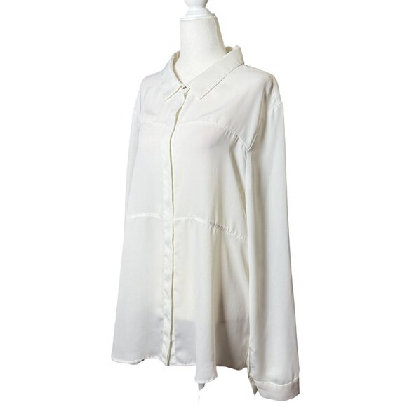 Robert Rodriguez Womens White Button-Up Blouse Size XL Classic Elegant Wear - Picture 4 of 9